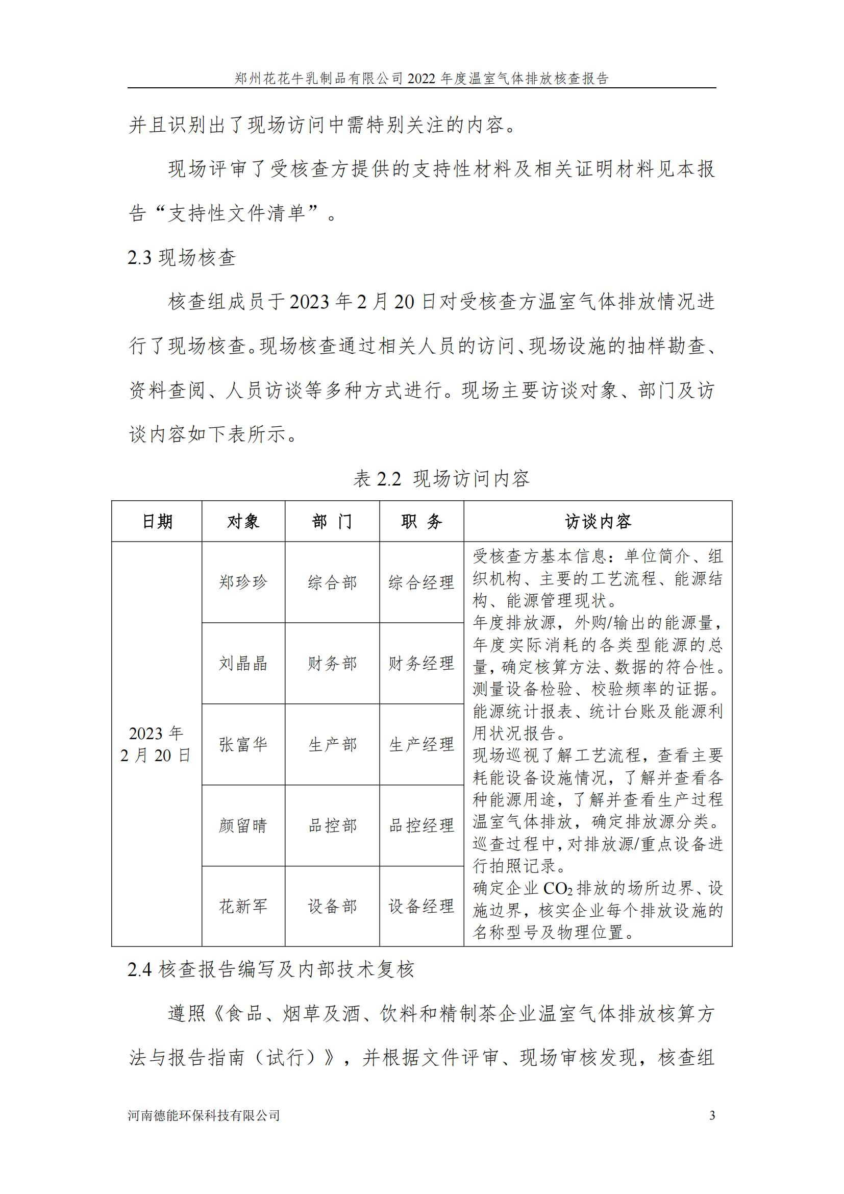 《郑州开云官方入口_开云（中国）乳制品有限公司2022年度温室气体排放核查报告》公示